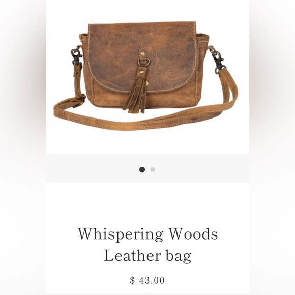 Myra Bag Distressed Blue-Brown Leather Crossbody Bag - Picture 4 of 4